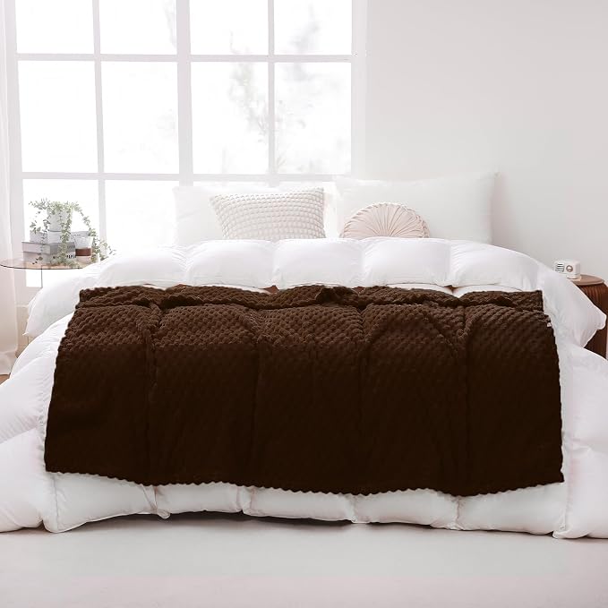 Puncuntex Brown Throw Blanket 60"×80" inches Fuzzy 3D Jacquard Decorative - Image 3