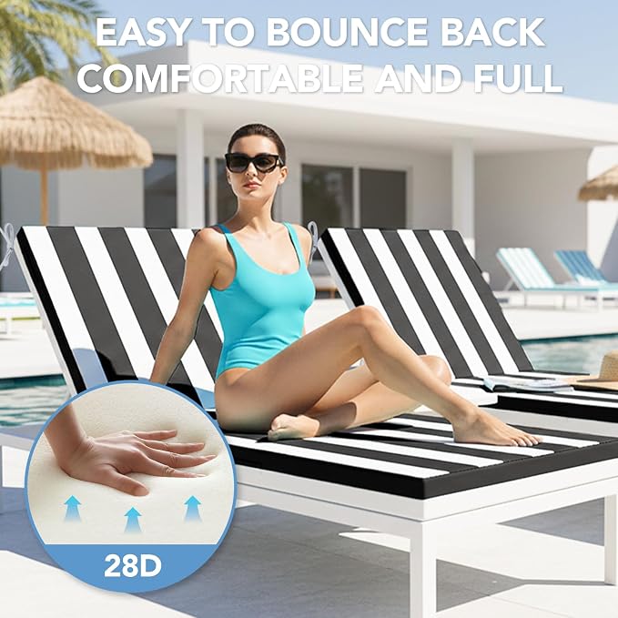 L'AGRATY Outdoor Lounge Chaise Cushion: 72x21x3 Inch Waterproof Lounge Chair - Image 3