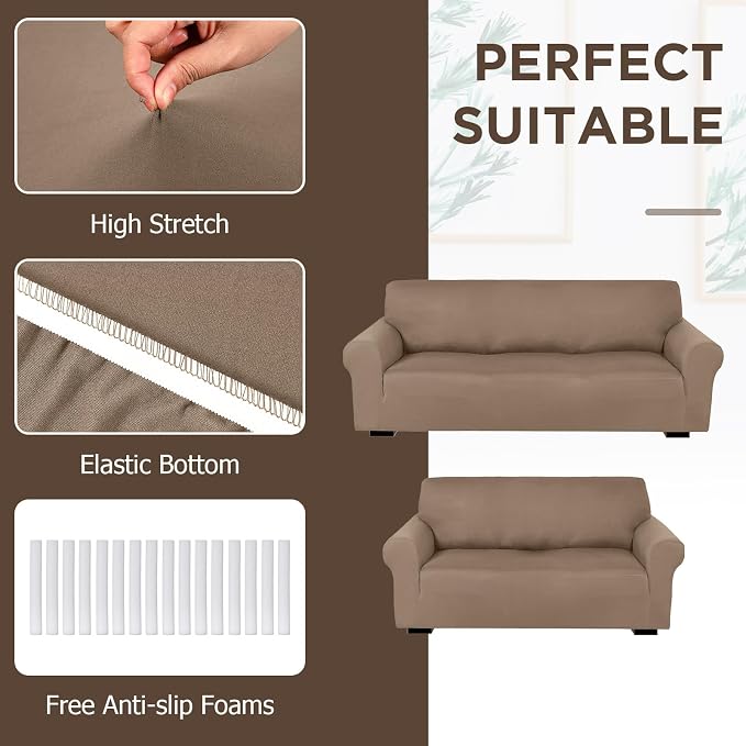 Peryiter 2 Pcs Sofa Covers Couch and Loveseat Covers Set Stretch Sofa Slipcover - Image 4