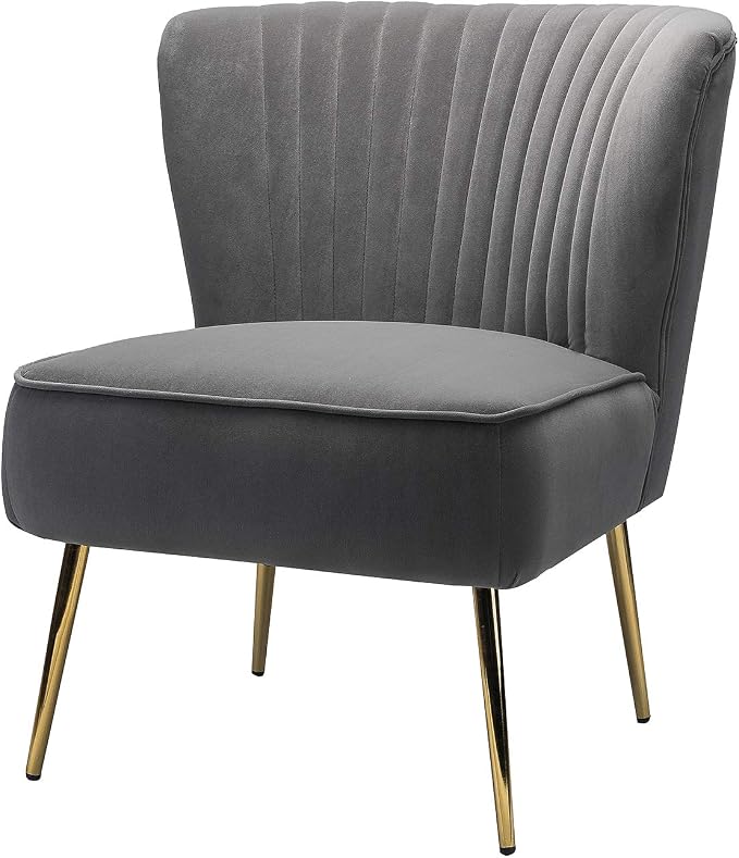 HULALA HOME Velvet Accent Chair, Modern Upholstered Cute Side Chair - Image 8