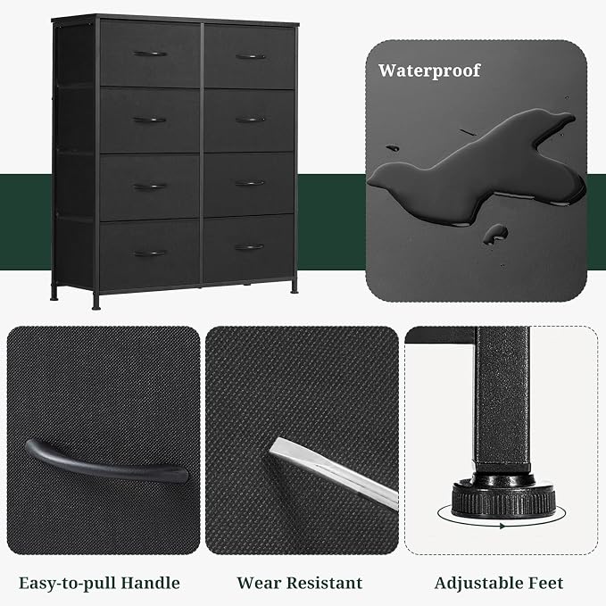 8-Drawer Dresser for Bedroom, Anti-Tip Tall Storage Organizer Chest of Drawers - Image 7