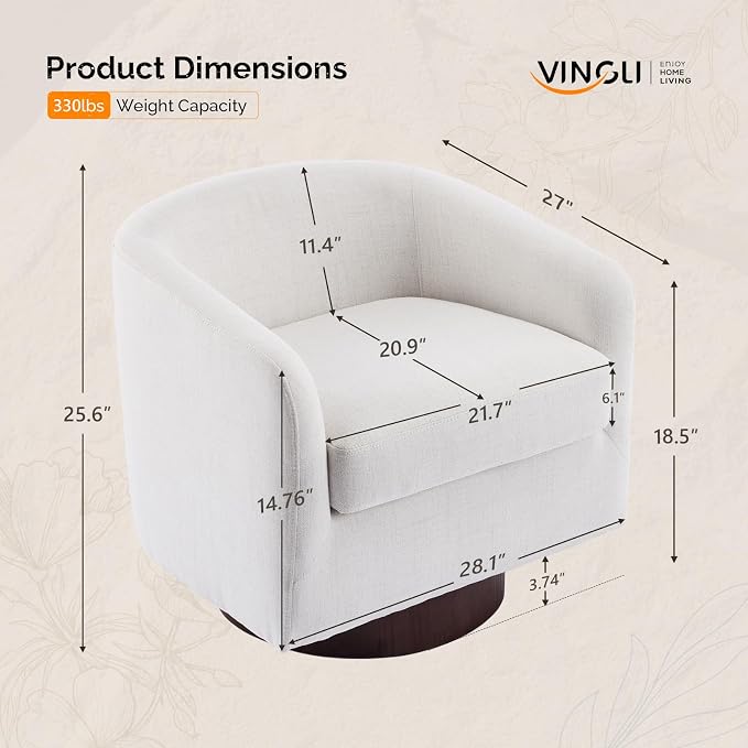 VINGLI 360°Swivel Accent Chairs Set of 2 - Image 2