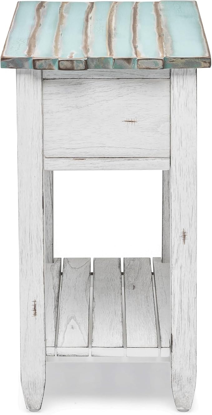 Sea Winds Trading Picket Fence Chairside Table Kiln-Dried Solid Wood Distressed - Image 4