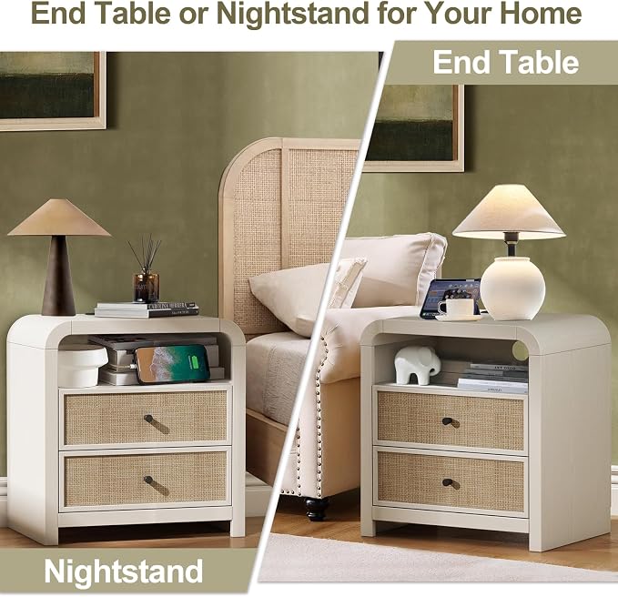 Oak&Sparrow Rattan Nightstand Set of 2, 23.6'' Rattan End Table - Image 8