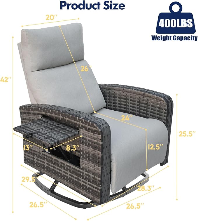 ZZW Outdoor Recliner Chair Set of 2, Wicker Patio Recliners - Image 2