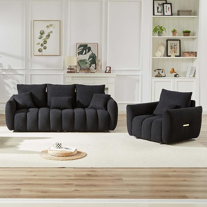 Antetek 35" Modern Accent Single Sofa Chair, Comfy Deep Seat Teddy Living Room - Image 5