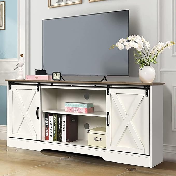 4 EVER WINNER TV Stand for 65 Inch TV for Living Room, Modern Farmhouse Barn - Image 6