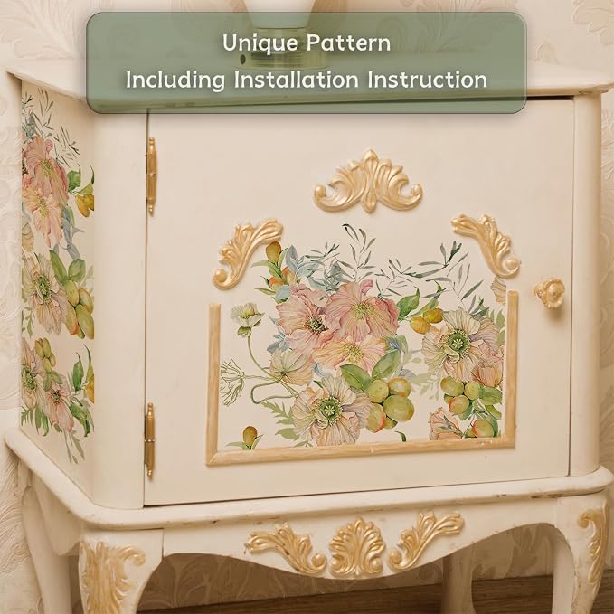Floral Rub on Transfer for Furniture Vintage Large Flower UV DTF Transfer - Image 5
