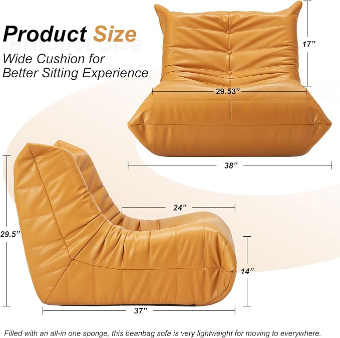 Hobestluk Giant Bean Bag Chair Lazy Floor Sofa, Memory Foam Fireside Sofa - Image 2