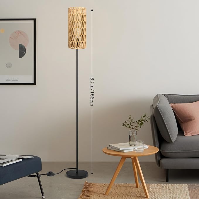 Ruiever Floor Lamp for Living Room, Farmhouse Rattan Floor lamp, Modern - Image 5