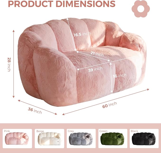 MAXYOYO Bean Bag Chair for Adults, Loveseat Floral Shaped Bean Bag Sofa - Image 2