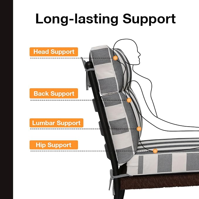 Unimatta Outdoor High Back Chair Cushion Seat Pads, 44 x 21 Inch - Image 4