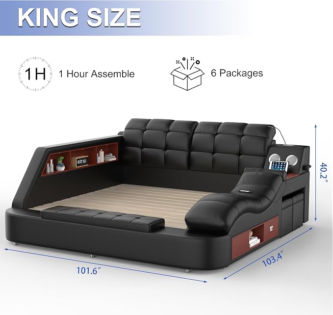 King Size Smart Multifunctional Bed Frame, Platform Bed - Image 2