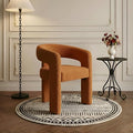 Modern Sherpa Barrel Dining Chair Upholstered Faux Fur Dining Room Chair by QUINJAY