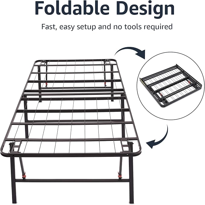 Amazon Basics Foldable Metal Platform Bed Frame, Noise-Free Mattress Foundation - Image 6