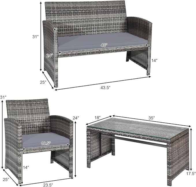 Tangkula 8 Pieces Patio Wicker Conversation Furniture Set, Patiojoy Sofa & - Image 6