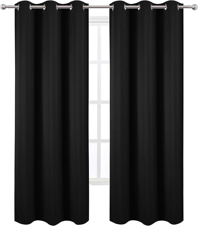 LEMOMO Black Thermal Blackout Curtains/38 x 84 Inch/Set of 2 Panels Room - Image 2