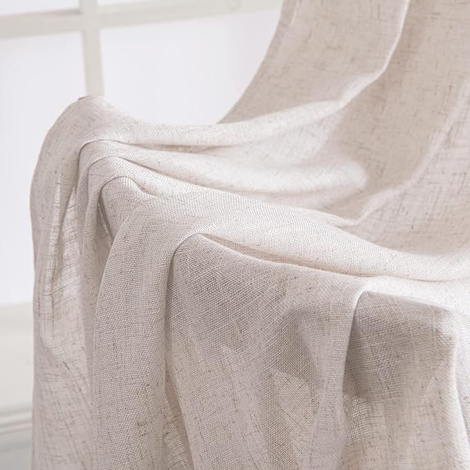 MIULEE White Linen Curtains 54 Inch Length 2 Panels - Image 6