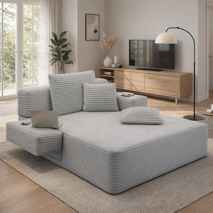 Oversized Boneless Chaise Sofa Bed, Corduroy Chaise Lounge Chair Indoor by Outdoorchairs