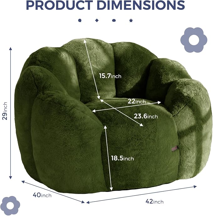 MAXYOYO Bean Bag Chair for Adults, Floral Shaped Bean Bag Sofa, Ultra Soft Faux - Image 2