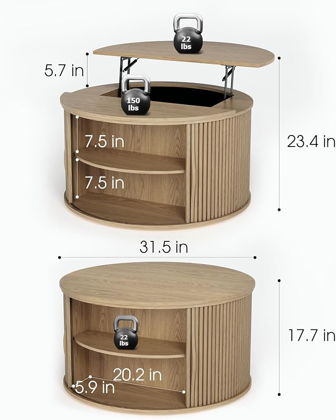 SULIVES Round Coffee Table - Image 2