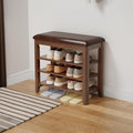 AQIMUELE Shoe Bench with Leather Cushion, 3 Tiers Shoe Storage Bench Height by AQIMUELE