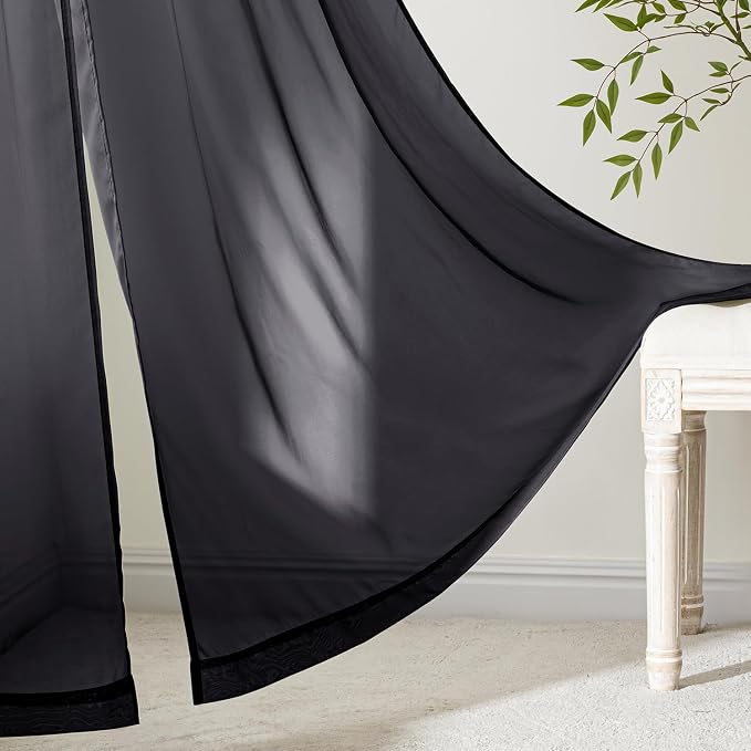 MIULEE Black Valance for Windows, 4 Panels Set, Light Filtering Small Short - Image 6
