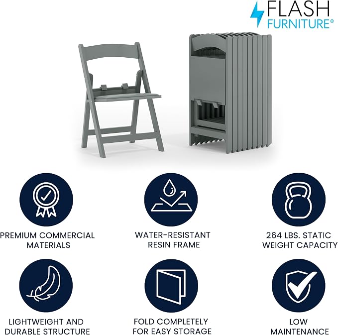 Flash Furniture Hercules Set of 10 Kids Gray Resin Folding Chair - Image 4