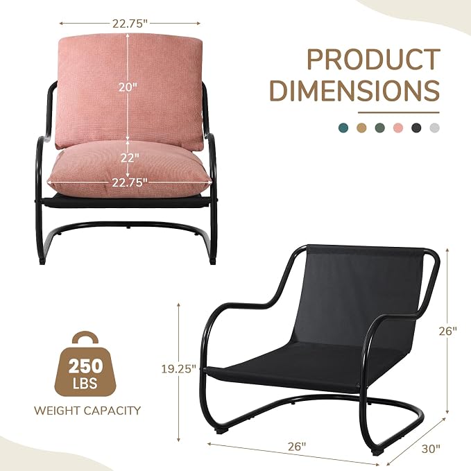 Peace nest Modern Accent Chair, Soft Upholstered Armchair - Image 2