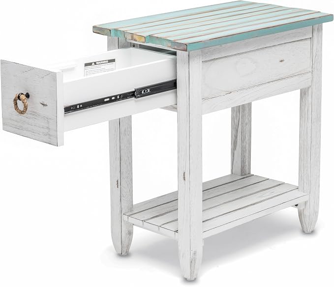 Sea Winds Trading Picket Fence Chairside Table Kiln-Dried Solid Wood Distressed - Image 3