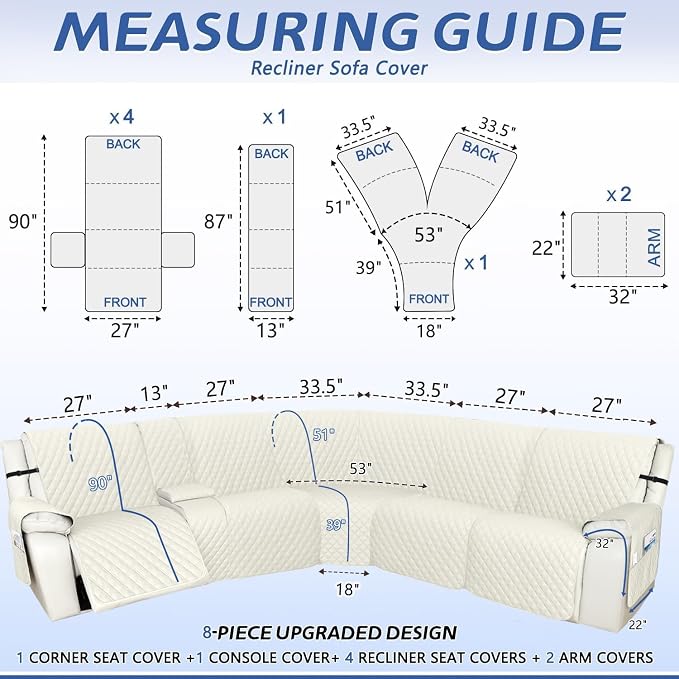 Arfntevss Recliner Sectional Couch Covers 1OO% Waterproof L Shape Sofa Cover - Image 2