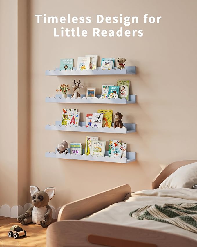 Shario Nursery Book Shelves, Scalloped Shelves, Wall Book Shelves - Image 5