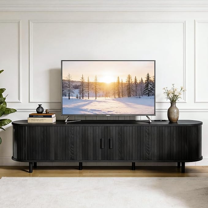 70" Mid Century Modern TV Stand, Wood TV Consoles - Image 2