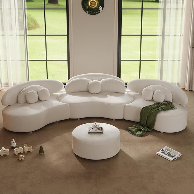 homary 7-Seat Curved Modular Sectional Sofa – Velvet Upholstered, Modern Living by Homary
