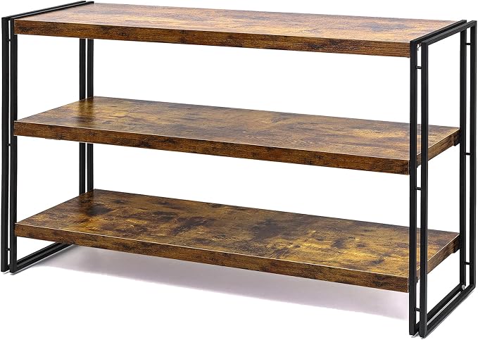 HCHQHS 3-Tier Rustic Wood and Metal Industrial Bookcase - 40in by HCHQHS