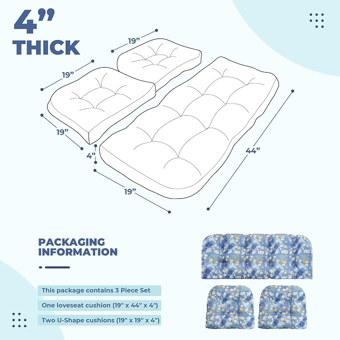 DANGHOOGY Wicker Chair Cushions, Waterproof Outdoor Loveseat Cushions - Image 2