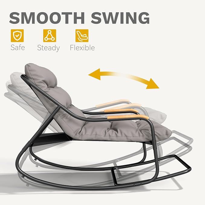 DWVO Outdoor Rocking Chair, Over-Sized Patio Rocking Chair - Image 4