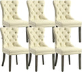 KCC Faux Leather Dining Chairs Set of 6, Upholstered High-end Tufted Dining by KCC