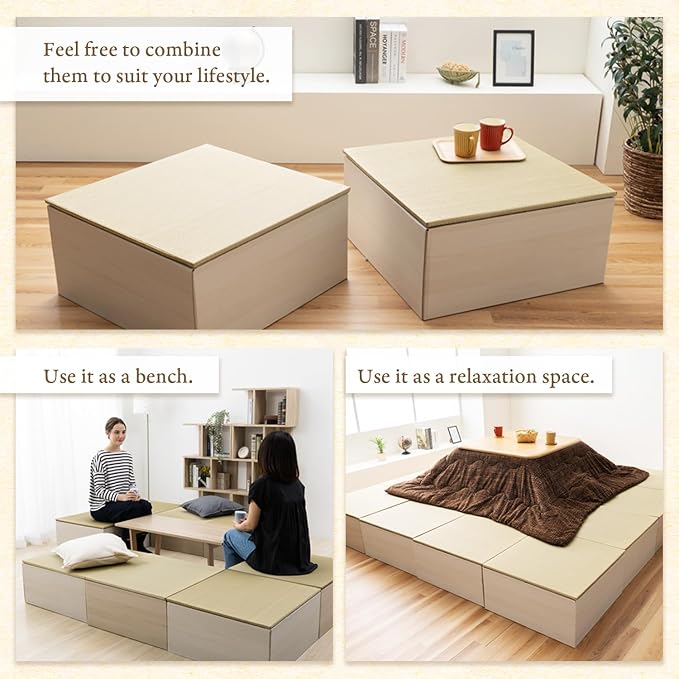 BJDesign Square Tatami Bench and Raised Platform Unit | Japanese Style Igusa - Image 5