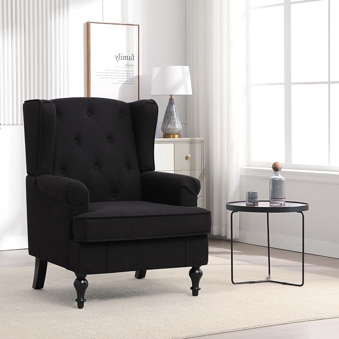 Accent Chair for Living Room, Mid Century Modern Upholstered Armchair, Wingback - Image 3