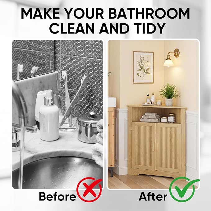 Smuxee Bathroom Corner Cabinet, Floor Corner Storage Cabinet - Image 7