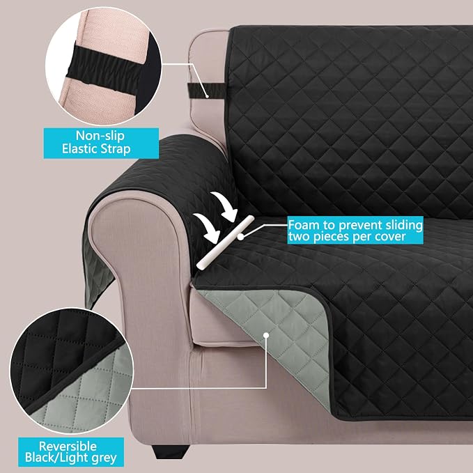 U-NICE HOME Loveseat Sofa Cover Reversible Couch Cover - Image 3