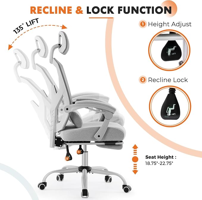 Sweetcrispy Office Computer Desk Chair Set of 2, Ergonomic High-Back Mesh - Image 7