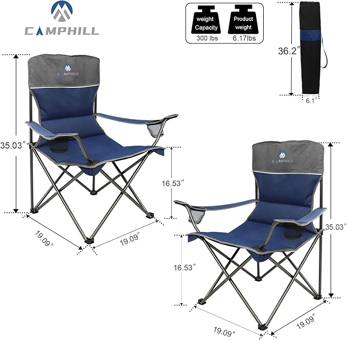 Camping Chair Set of 3, Outdoor Folding Camping Chairs - Image 4