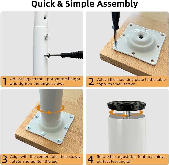 QLLY Adjustable Metal Table Leg, 24-40 inch, Home Office DIY Desk Leg, - Image 5