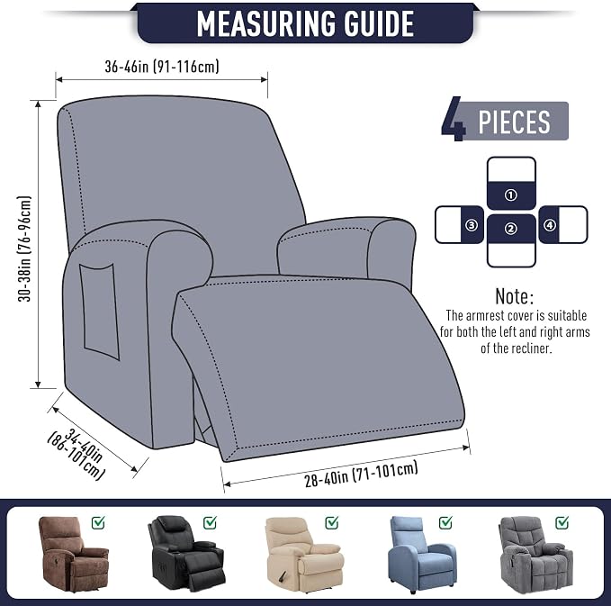 TAOCOCO Oversized Recliner Chair Covers, 1 Seater Streach Recliner Covers Soft - Image 4