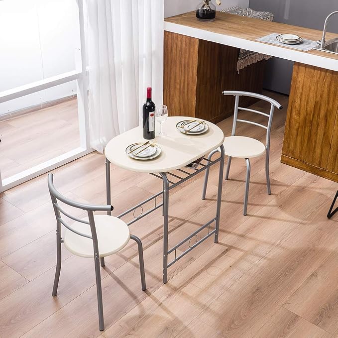 VINGLI 3 Piece Dining Set, Small Kitchen Table Set - Image 2