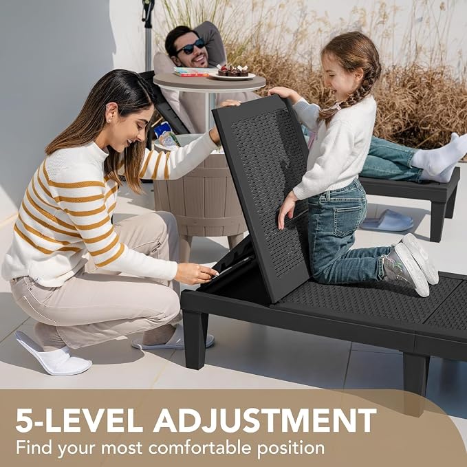 Devoko Outdoor Chaise Lounge Chair Set of 4 - Image 5