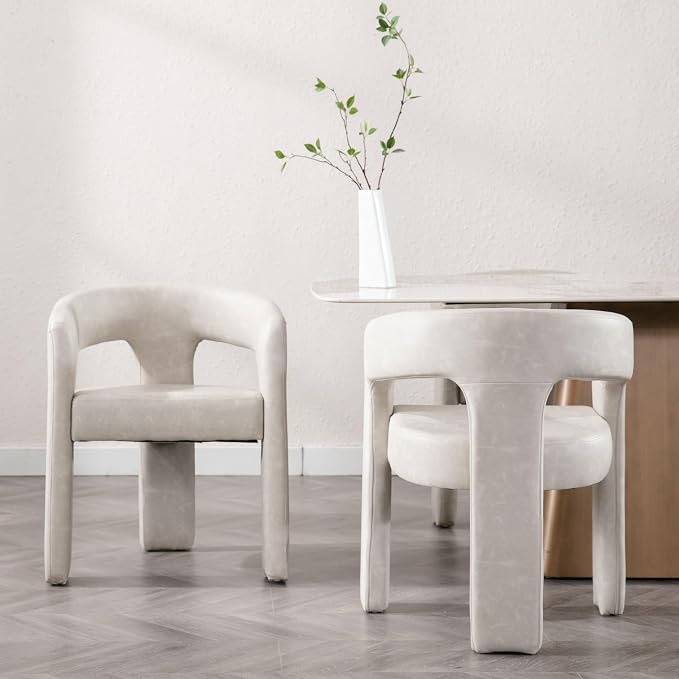 BESTANO Set of 6 Modern PU Leather Upholstered Dining Chairs - Image 4
