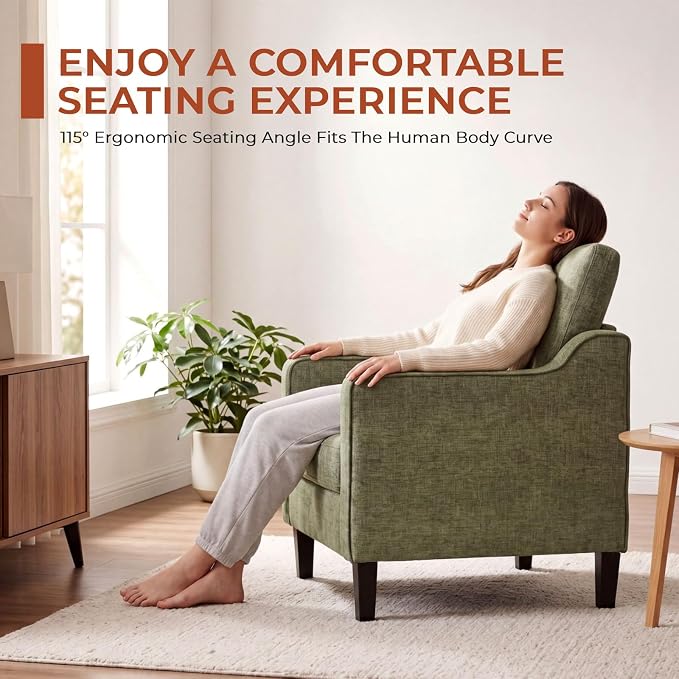 TLSUNNY Mid-Century Accent Chair, Modern Upholstered Chenille Armchair & Padded - Image 8